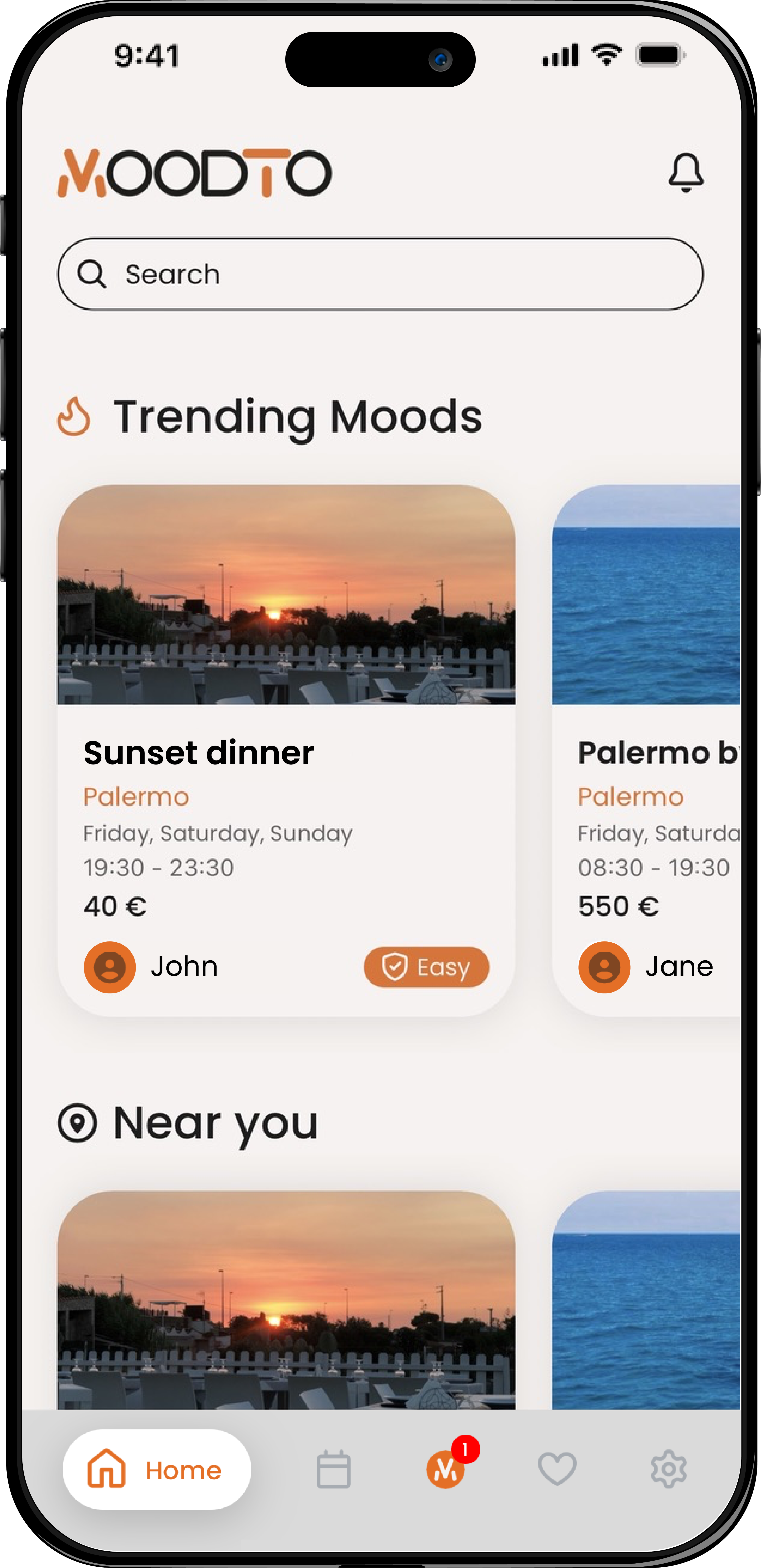 MoodTo App – Home screen